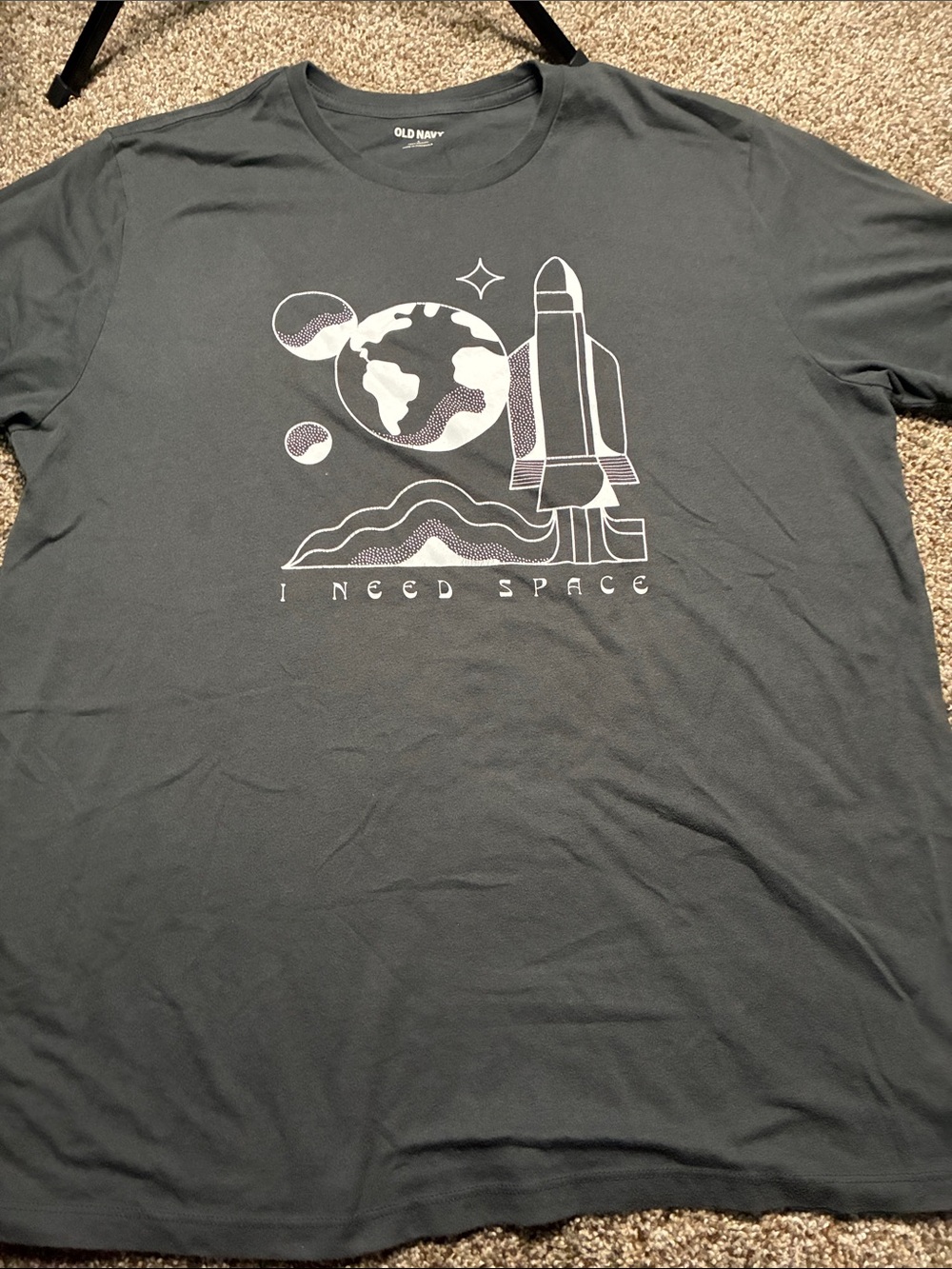 Old Navy Men's Graphic Tee - Charcoal with White Space Print